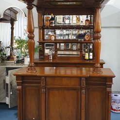 Mahogany Solid Wood Bar Cabinet with Stained Glass Canopy