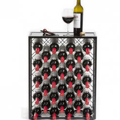 32 Bottle Glass Top Metal Floor Standing Wine Rack