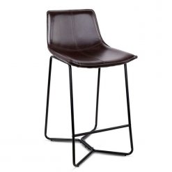 2 x Retro Stools Bonded PU Leather Seat Barstools