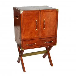 PRESIDENT LEATHER BAR CABINET ON STAND TAN
