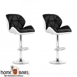 Set of 2 Kitchen Bar Stools - White, Black and Chrome