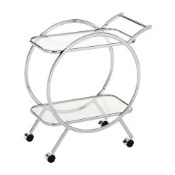 SILVER CLEAR ROUND BAR TROLLEY