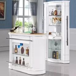 White Corner Bar Cabinet and Counter