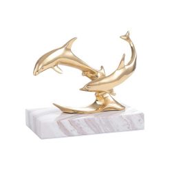 Pair of Brass Dolphins on Marble