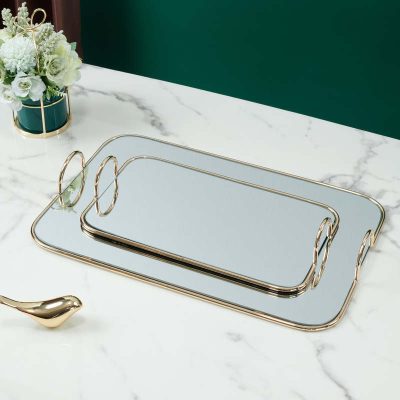 Golden Frame Mirrored Tray