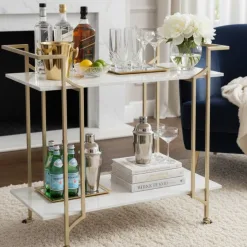 Tartan Marble Bar Cart