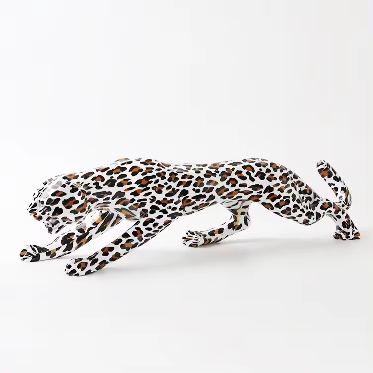 Elegant Walking Leopard Statue