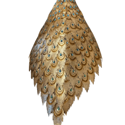 Golden Peacock Metal Statue