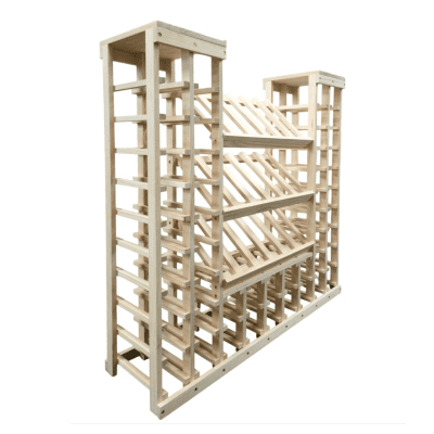 68 bottle wine rack display crafted from Premium Pine Wood. Suitability for both home enthusiasts and commercial use and emphasizes the durability.