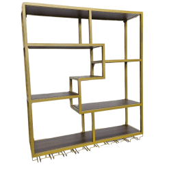 Gold Wall Mounted Bar Shelf with Glass Hanger