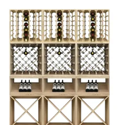 The Module Cellar Set is a stylish timber wine rack system that holds up to 306 bottles. With a mix of cube, X, diamond, and diagonal racks, it’s perfect for organizing your wine in any home or cellar space.