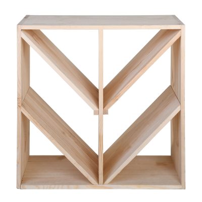 Organize your wine collection in style with this elegant pine wine rack featuring diagonal compartments. Crafted from durable pine wood, this compact wine storage solution measures 60 cm high, 60 cm wide, and 30 cm deep, making it perfect for kitchens, dining rooms, or wine cellars.