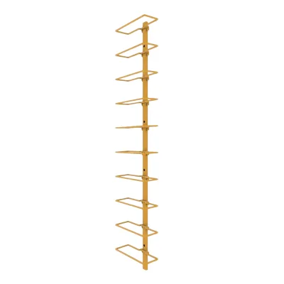 Gold Wine Rack H-Type is designed to hold up to 10 wine bottles, offering a stylish storage solution for wine enthusiasts.