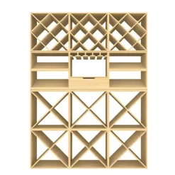 Store up to 358 bottles in style with our premium wooden wine rack set. Features diamond, X-cubes, shelving, stemware rack, and drawer. Perfect for wine collectors.