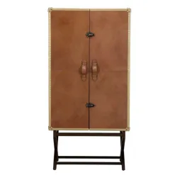 Prestige Cross Leather Trunk Bar Cabinet