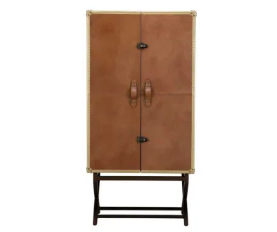 Prestige Cross Leather Trunk Bar Cabinet