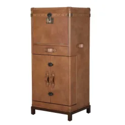 Martini Tan Leather Bar Trunk
