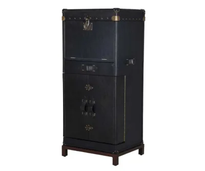 Martini Black Leather Bar Trunk