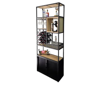 Milan Single Wine Bar Cabinet | Industrial Style Tall Liquor Rack