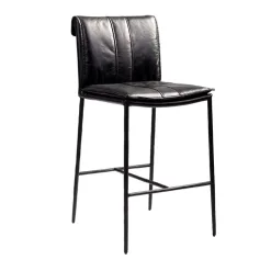 Shop the luxurious Mayer Leather Stool, available in Black Leather Bar Stools top-grain leather.